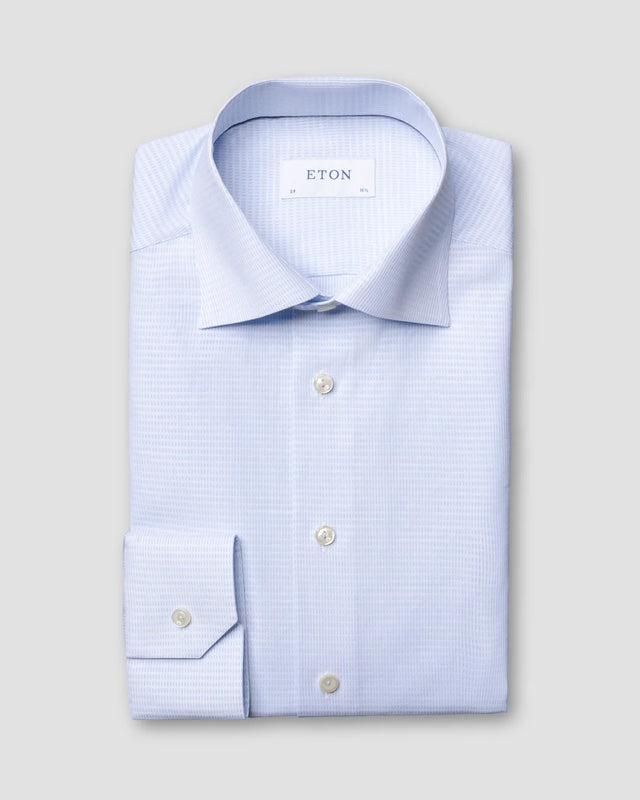 Hellblaues Hemd mit Mikro-Webmuster - Eton
