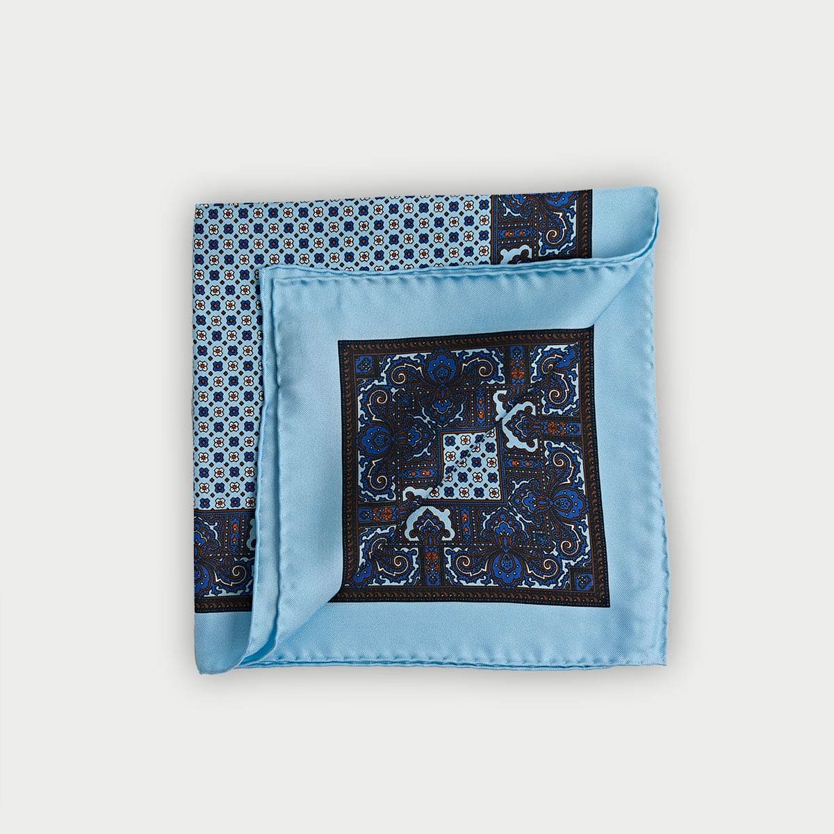 Light Miniature Floral Mosaic Silk Pocket Square