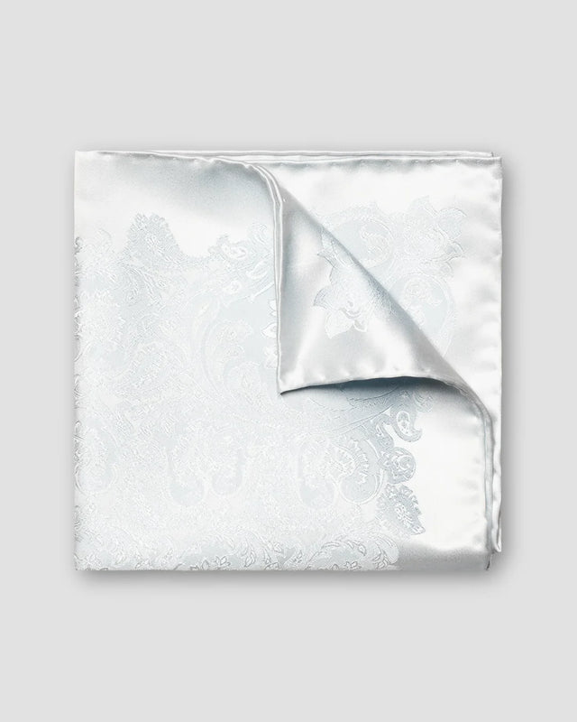 Light Blue Paisley Print Silk Jacquard Pocket Square