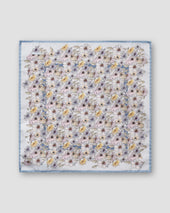 Light Blue Floral Print Tussah Silk Pocket Square