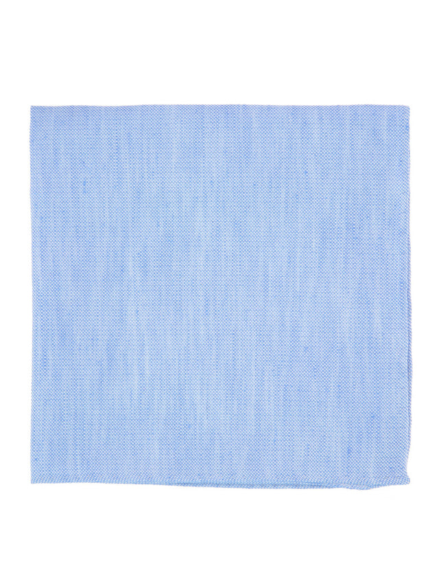 Light blue pocket square in basket weave linen and silk Bergame