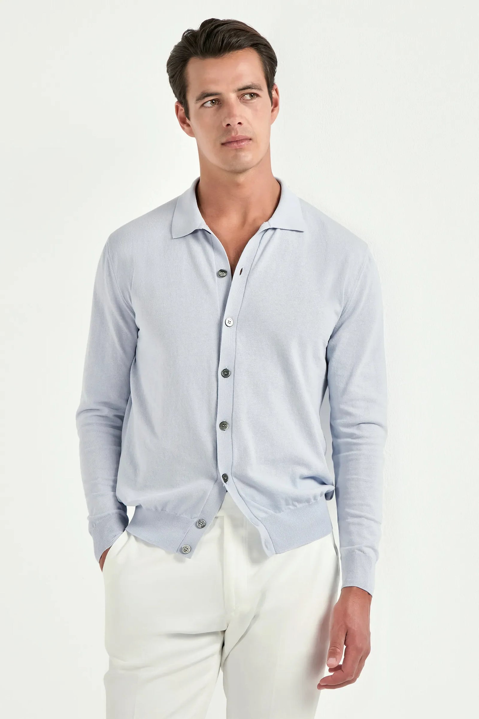 Light Polo Cardigan Made In Italy