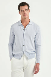 Light blue polo cardigan - Made in Italy