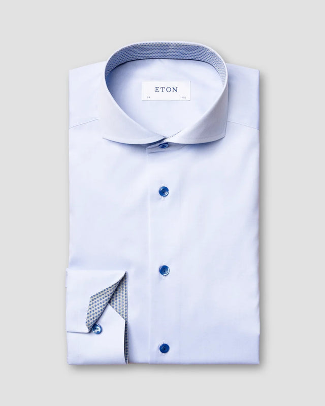 Blaues Popelinhemd mit Printdetails - Eton