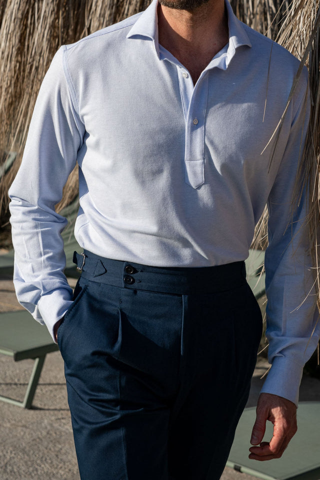 Light blue jersey popover shirt - Made in Italy