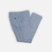 Light Blue Prince of Wales Check Linen Trousers