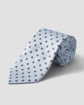 Hellblaue Seidenkrawatte mit floralem Mini-Muster