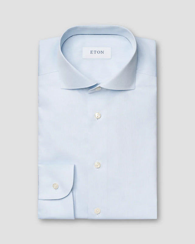 Light blue Semi Solid Piquet Shirt - Eton