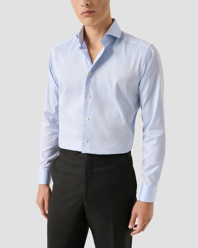 Hellblaues Signature-Twill-Hemd mit Haifischkragen - Eton
