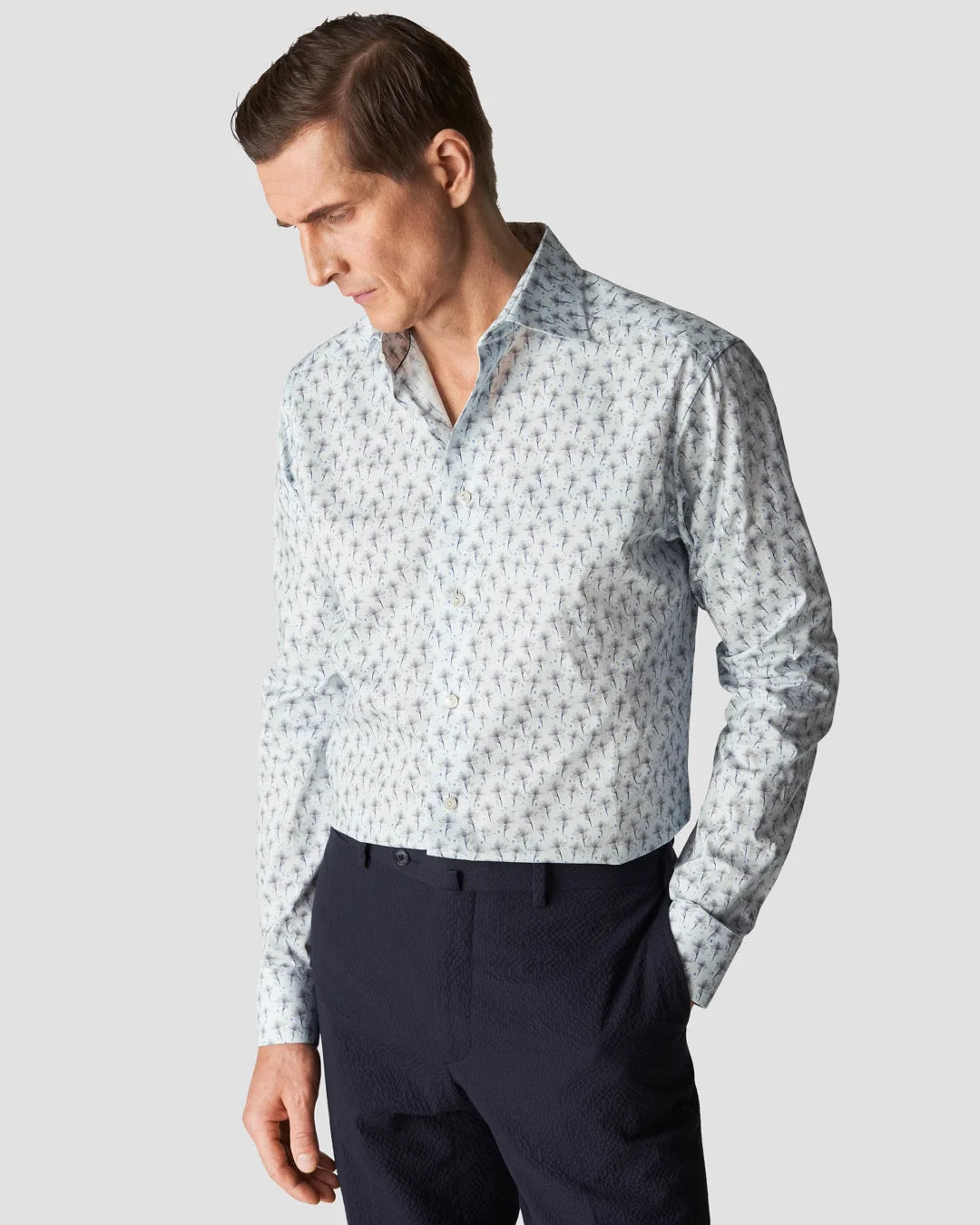 Light Floral Print Signature Twill Shirt Eton