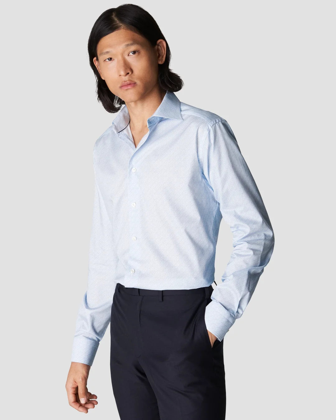 Light Micro Floral Print Signature Twill Shirt Eton