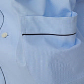 Light Small Gingham Check Cotton Pyjamas With Navy Piping
