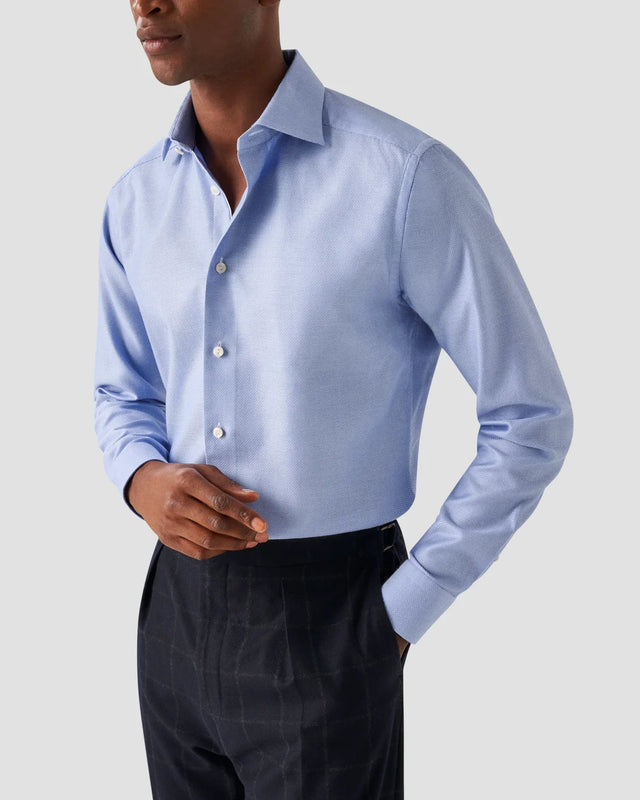 Light Blue Cotton & TENCEL™ Lyocell Stretch Shirt - Eton