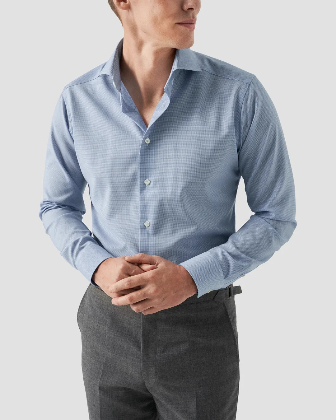 Light Houndstooth Merino Wool Shirt Eton
