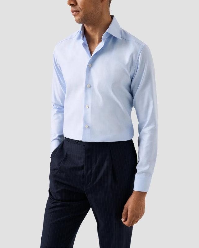 Hellblaues Hemd aus Struktur-Twill - Eton