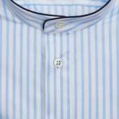 Light Wide Stripe Cotton Nightshirt With Navy Piping