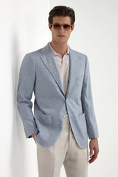 Light blue wool and linen jacket - Made in Italy