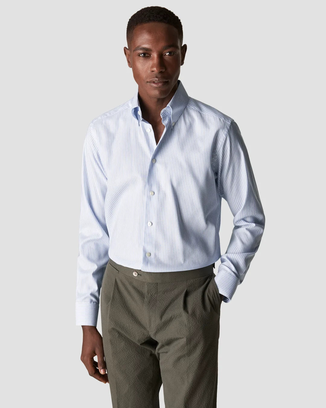 Light Bengal Striped Wrinkle Free Oxford Shirt Eton