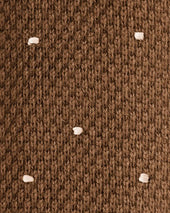 Light Brown White Spot Knitted Cashmere Tie