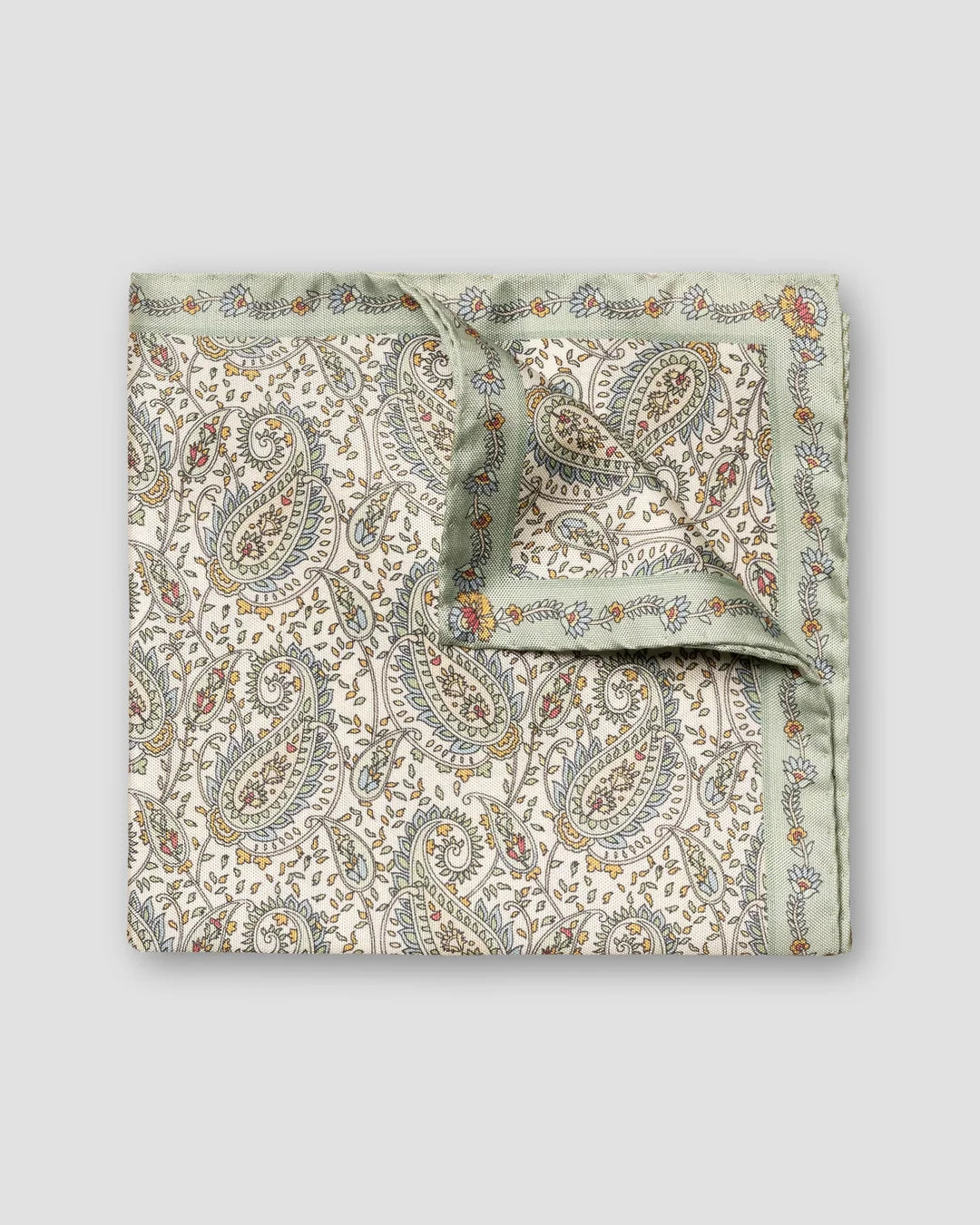 Light Paisley Print Tussah Silk Pocket Square