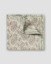 Light Green Paisley Print Tussah Silk Pocket Square