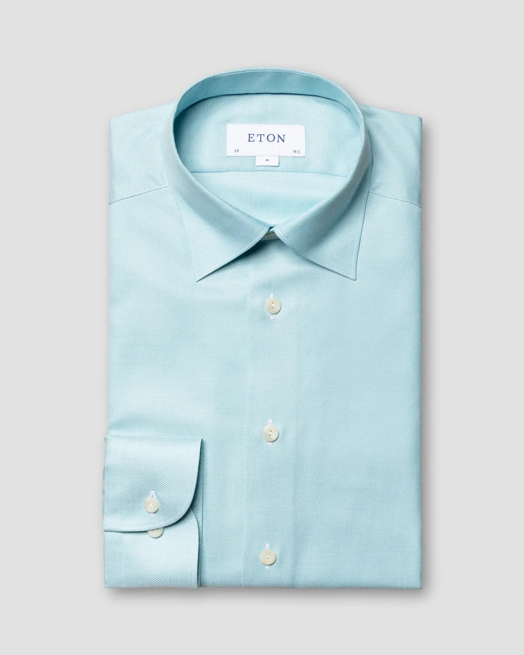 Light Green Cotton Lyocell Stretch Shirt Knit Effect Eton