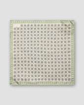 Light Medallion Print Tussah Silk Pocket Square
