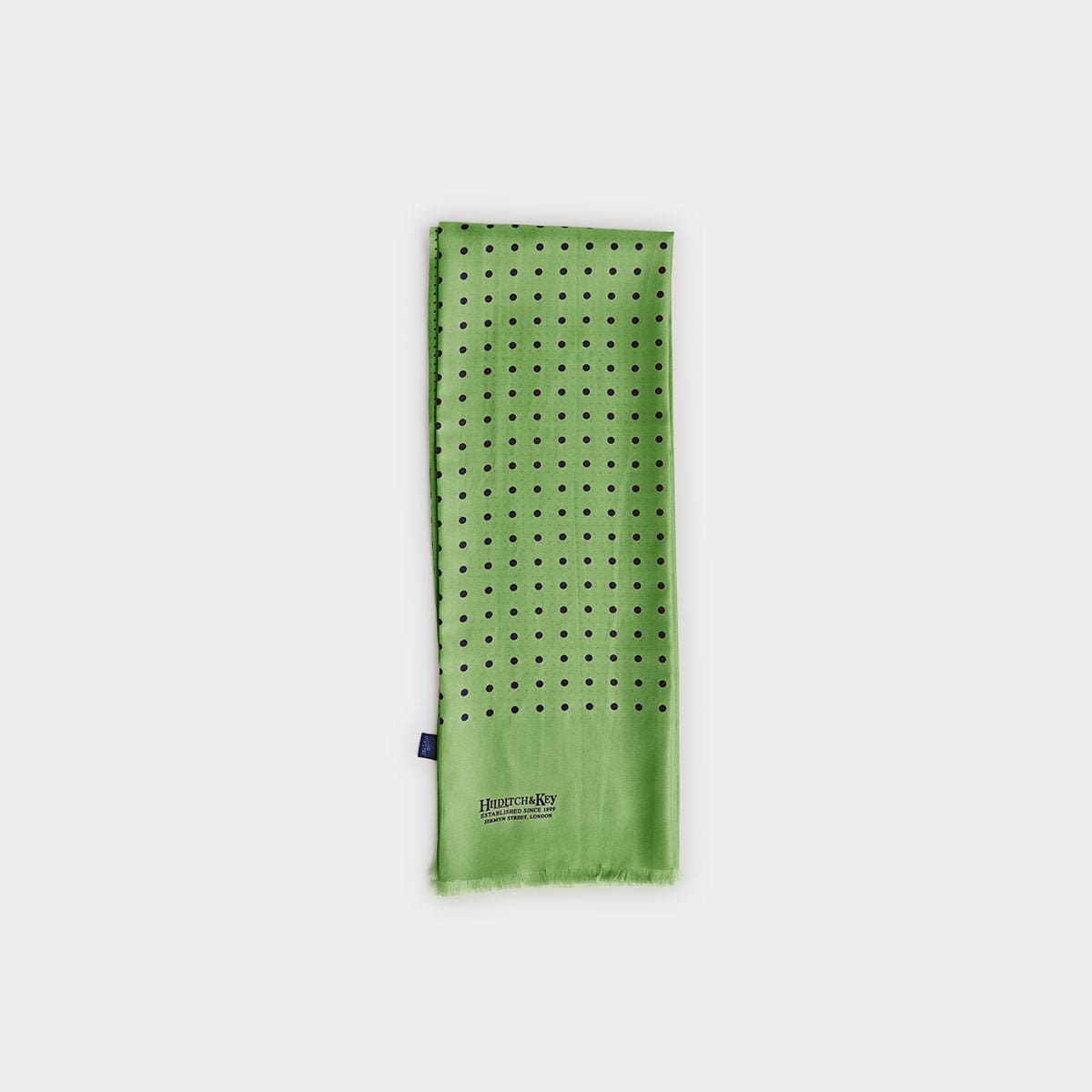 Light Green Navy Spot Silk Tubular Scarf