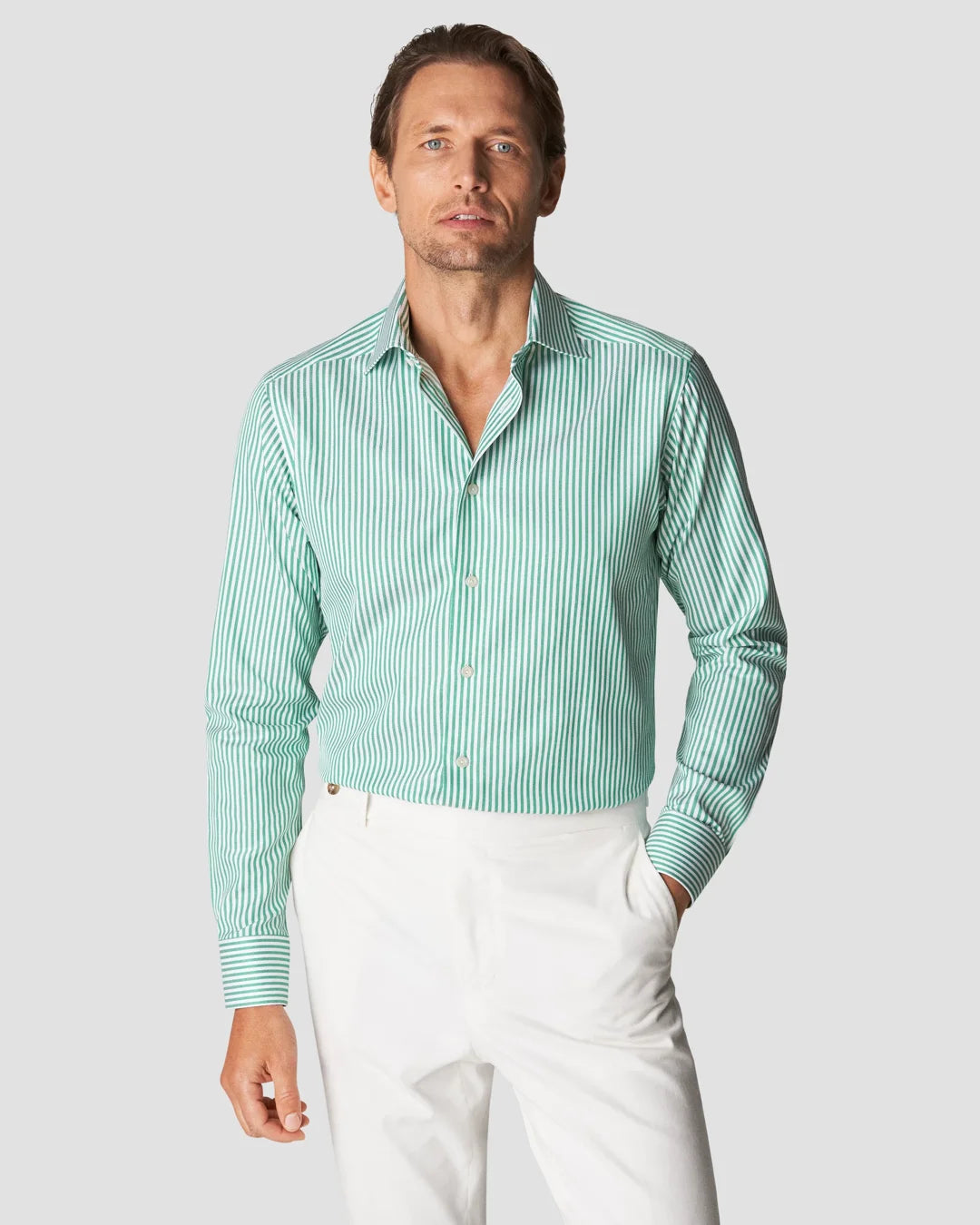 Green Bengal Striped Dobby Shirt Eton