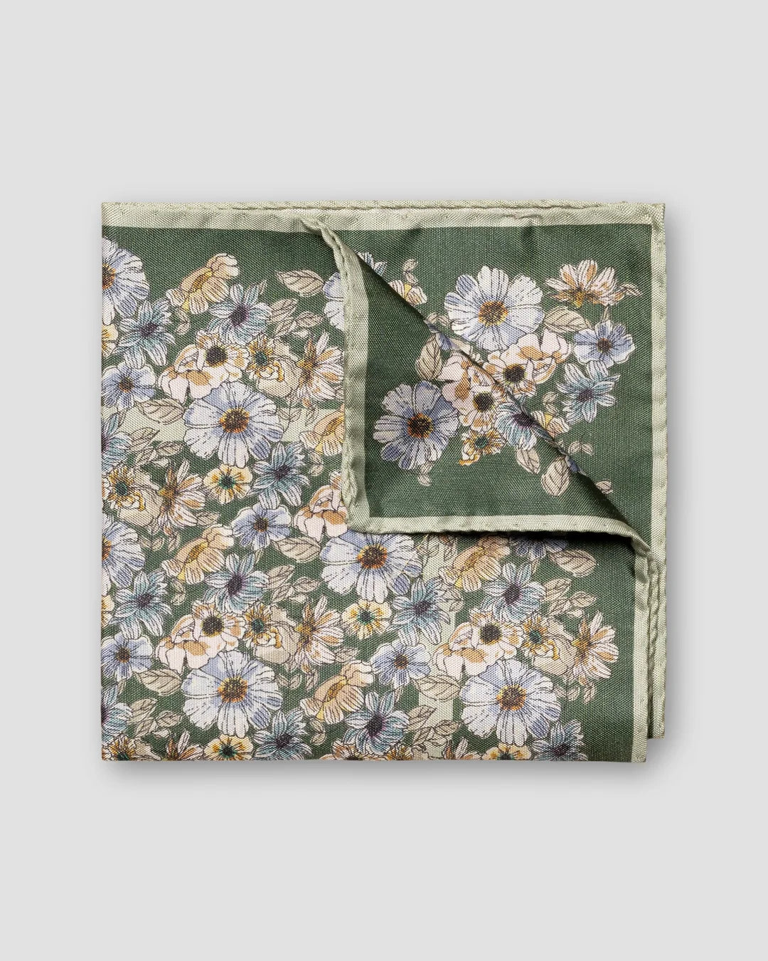 Light Floral Print Tussah Silk Pocket Square