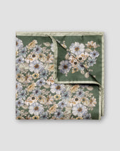 Light Green Floral Print Tussah Silk Pocket Square