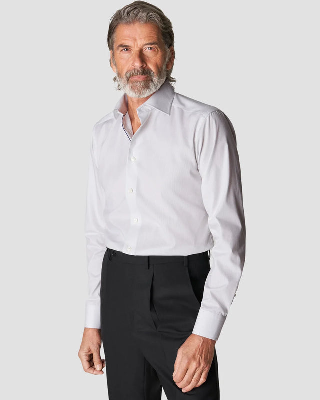 Fein gestreiftes Twill-Hemd Mittelgrün - Eton