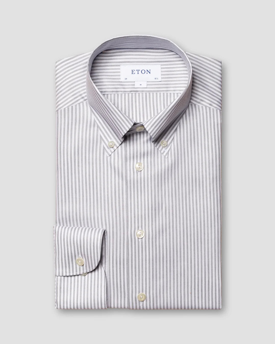 Gray Striped Wrinkle Free Oxford Shirt Eton