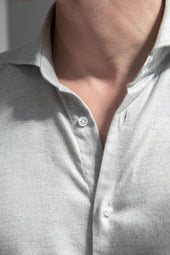 Herringbone Cotton And Tencel Shirt Made In Italy