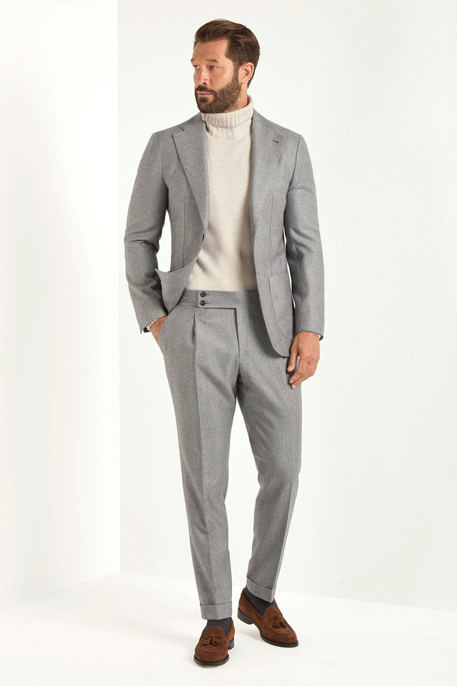 Light grey herringbone suit - Made in Italy