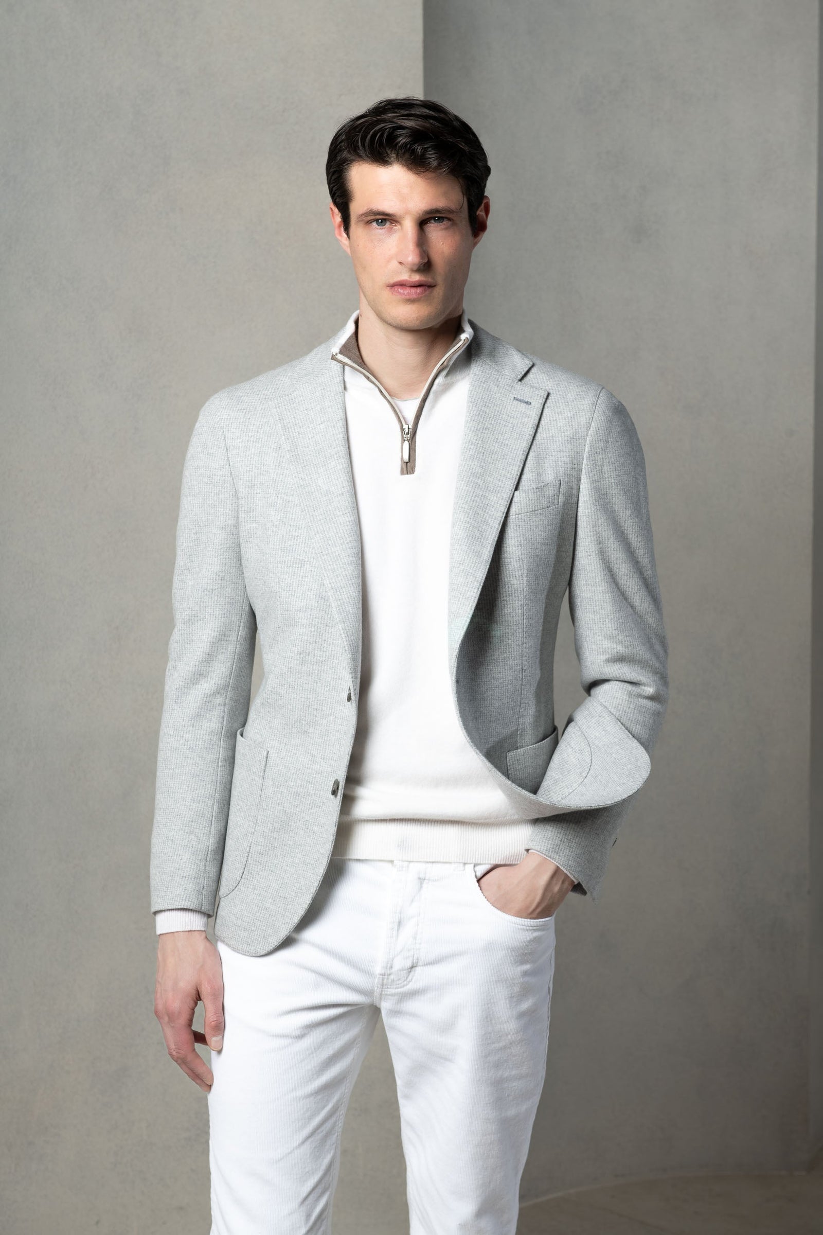 Jersey Houndstooth Jacket Made In Italy
