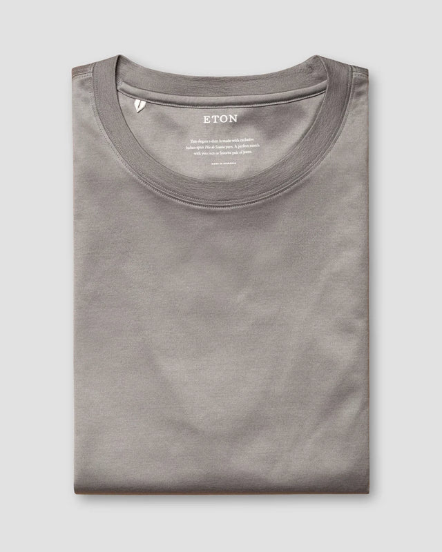 Hellgraues Shirt aus Filo di Scozia - Langarm - Eton