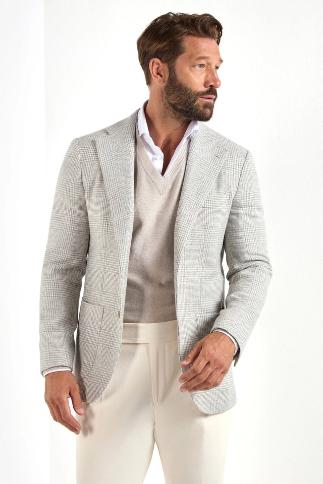 Light grey Prince of Wales jacket - Made in Italy