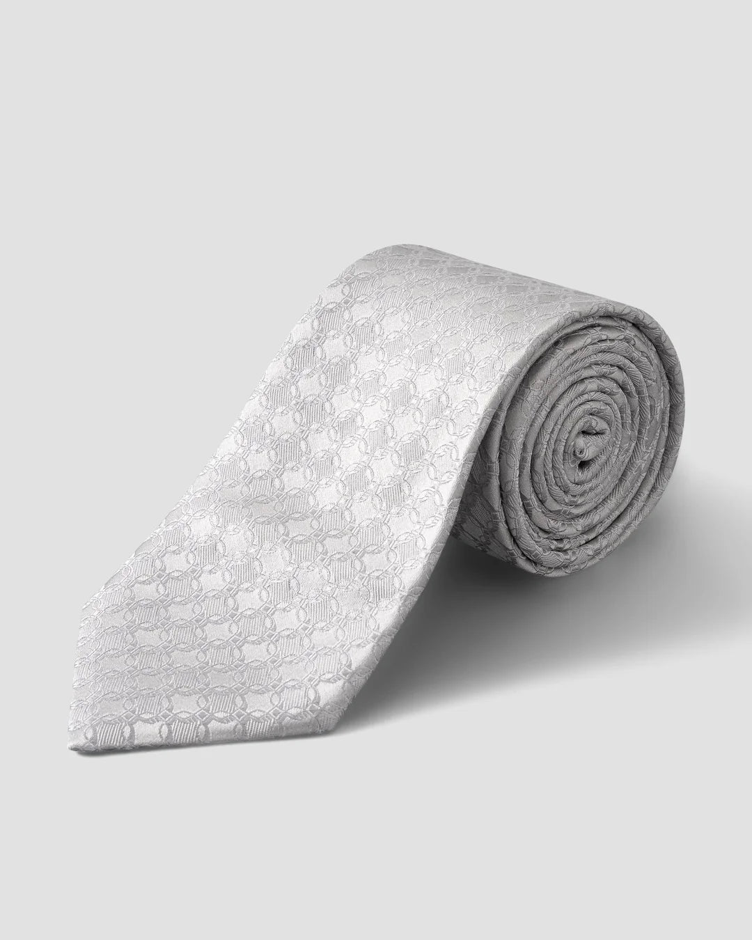 Light Grey Geometric Print Silk Tie
