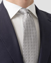 Light Grey Geometric Print Silk Tie