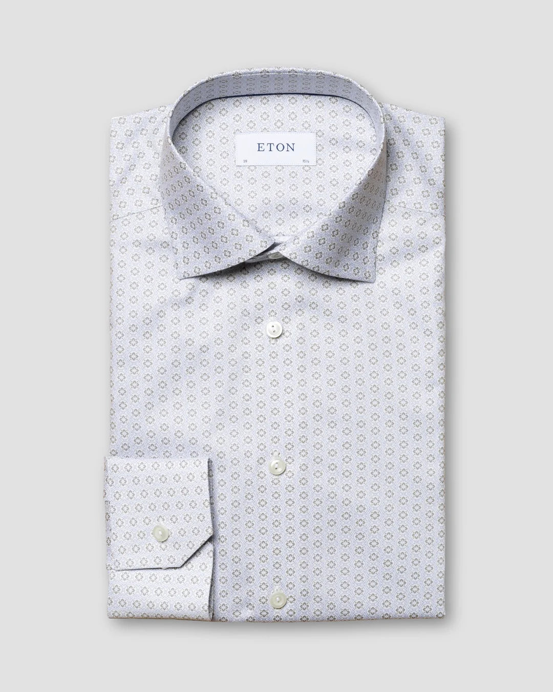 Gray Geometric Print Signature Twill Shirt Eton