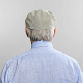 Light Micro Herringbone Linen Flat Cap