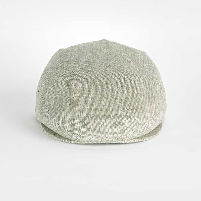 Light Micro Herringbone Linen Flat Cap