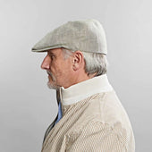 Light Plain Micro Herringbone Linen Toni Cap