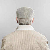 Light Plain Micro Herringbone Linen Toni Cap