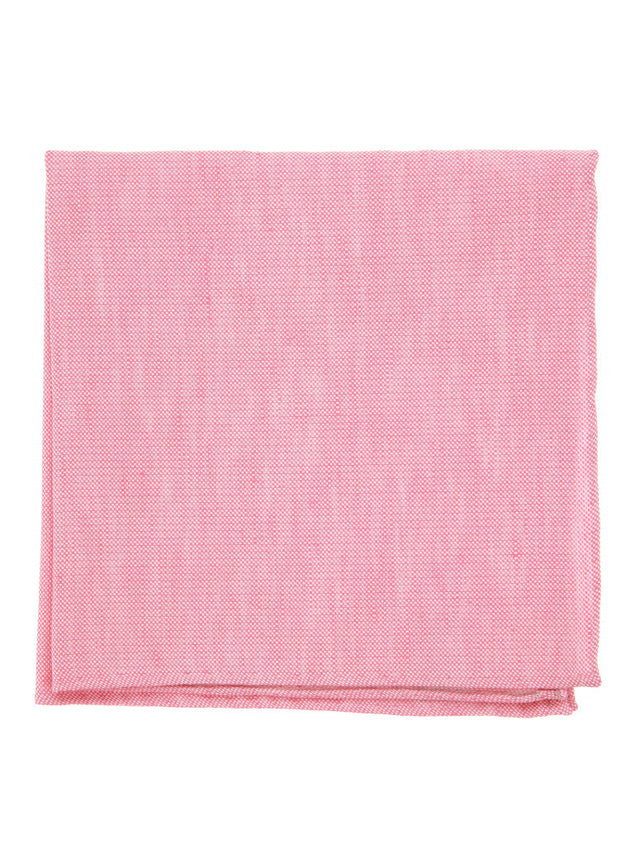 Light pink pocket square in basket weave linen and silk Bergame