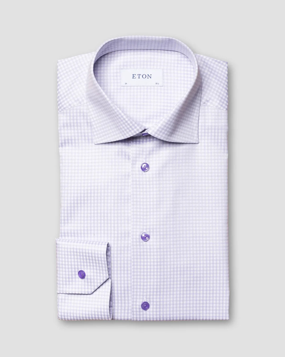 Purple Checked Cotton Lyocell Stretch Eton