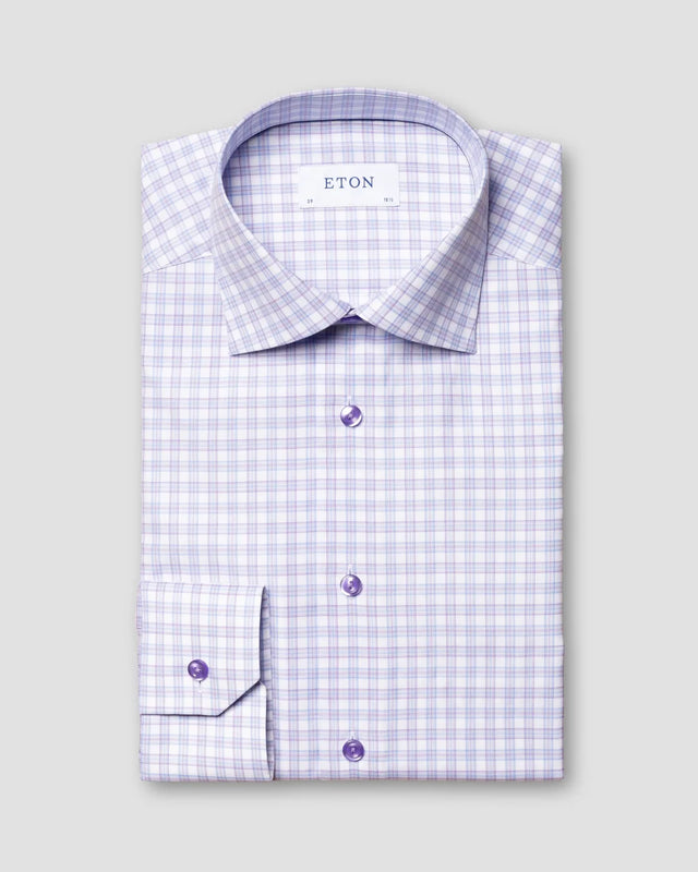 Light purple checked shirt - Eton