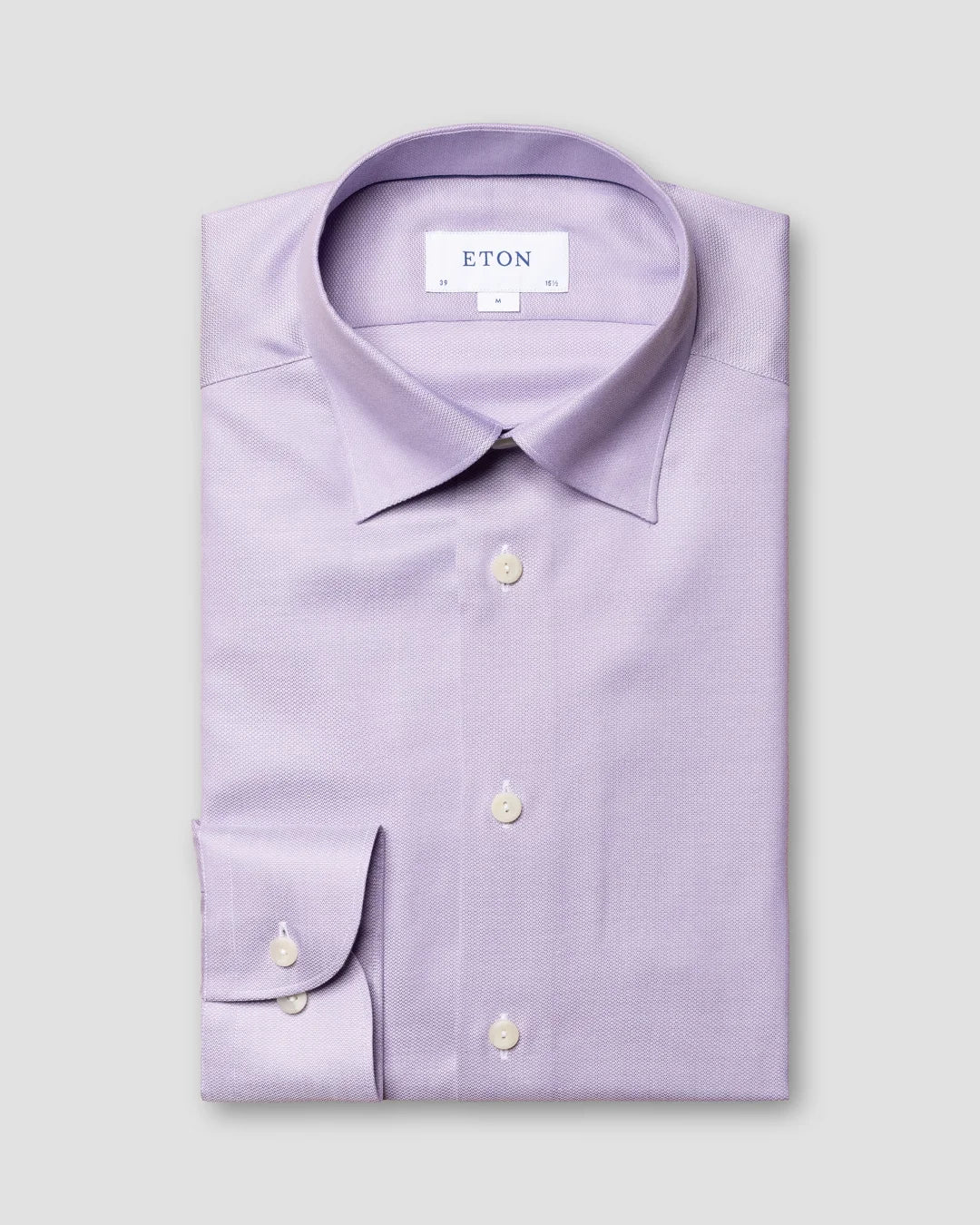Light Purple Cotton Lyocell Stretch Shirt Knit Effect Eton