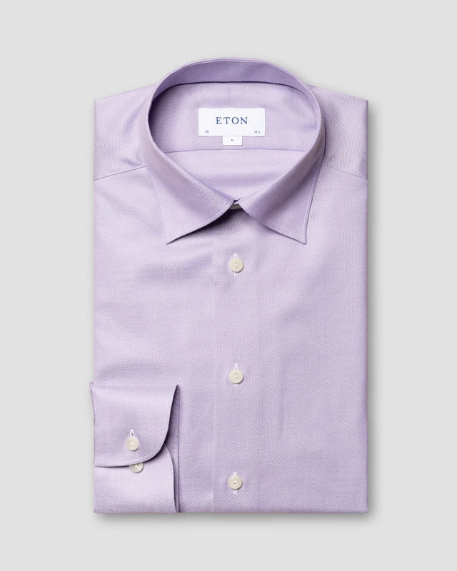 Light purple Cotton-Lyocell Stretch Shirt – Knit Effect - Eton